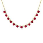 Load image into Gallery viewer, 3.5 MM Round Shape Ruby and 1/2 Ctw Round Cut Diamond Precious Tennis Necklace in 14K Yellow Gold