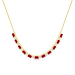 Load image into Gallery viewer, 4X3 MM Octagon Shape Ruby and 1/2 Ctw Round Cut Diamond Precious Tennis Necklace in 14K Yellow Gold
