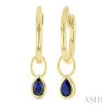 Load image into Gallery viewer, 5x3 MM Bezel Set Pear Cut Sapphire Precious Fashion Huggie Earrings in 10K Yellow Gold