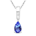Load image into Gallery viewer, 5X3 MM Pear Shape Tanzanite Precious Solitaire Pendant With Chain in 14K White Gold