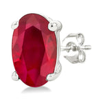 Load image into Gallery viewer, 5X3 MM Oval Shape Ruby Precious Stud Earrings in 14K White Gold