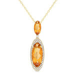 Load image into Gallery viewer, 18x8 MM & 10x5 MM Oval Cut Citrine and 1/3 Ctw Round Cut Diamond Halo Semi-Precious Pendant With Chain in 14K Yellow Gold