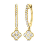 Load image into Gallery viewer, 1/3 Ctw Clover Round Cut Diamond Huggie Fashion Earrings in 14K Yellow Gold