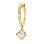 Load image into Gallery viewer, 1/3 Ctw Clover Round Cut Diamond Huggie Fashion Earrings in 14K Yellow Gold
