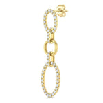 Load image into Gallery viewer, 3/4 Ctw Open Window Oval Shape Link Round Cut Diamond Fashion Earrings in 14K Yellow Gold