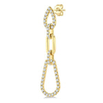 Load image into Gallery viewer, 3/4 Ctw Open Window Pear Shape Link Round Cut Diamond Fashion Earrings in 14K Yellow Gold
