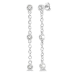 Load image into Gallery viewer, 1/6 Ctw Circular Shape 3-Station Round Cut Diamond Drop Earring in 10K White Gold