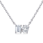 Load image into Gallery viewer, 1/3 Ctw Toi Et Moi Octagon and Oval Cut Diamond Pendant With Chain in 14K White Gold
