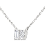 Load image into Gallery viewer, 1/3 Ctw Toi Et Moi Octagon and Oval Cut Diamond Pendant With Chain in 14K White Gold