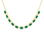 Load image into Gallery viewer, 4X3 MM Octagon Shape Emerald and 1/2 Ctw Round Cut Diamond Precious Tennis Necklace in 14K Yellow Gold