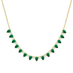 Load image into Gallery viewer, 4x3 MM Pear Shape Emerald and 1/2 Ctw Round Cut Diamond Precious Tennis Necklace in 14K Yellow Gold