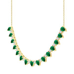 Load image into Gallery viewer, 4x3 MM Pear Shape Emerald and 1/2 Ctw Round Cut Diamond Precious Tennis Necklace in 14K Yellow Gold