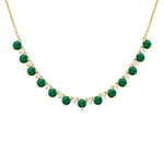 Load image into Gallery viewer, 3.5 MM Round Shape Emerald and 1/2 Ctw Round Cut Diamond Precious Tennis Necklace in 14K Yellow Gold