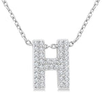 Load image into Gallery viewer, 1/8 Ctw Bubble Accent Initial 'H' Round Cut Diamond Fashion Pendant With Chain in 10K White Gold