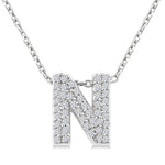 Load image into Gallery viewer, 1/6 Ctw Bubble Accent Initial 'N' Round Cut Diamond Fashion Pendant With Chain in 10K White Gold