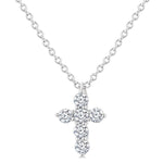 Load image into Gallery viewer, 1/6 Ctw Round Cut Diamond Christian Cross 6-Stone Fashion Pendant With Chain in 14K White Gold