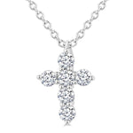 Load image into Gallery viewer, 1/6 Ctw Round Cut Diamond Christian Cross 6-Stone Fashion Pendant With Chain in 14K White Gold