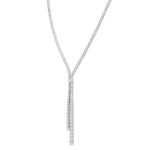 Load image into Gallery viewer, 3 Ctw Split Y-Shape Baguette and Round Cut Diamond Lariat Necklace in 14K White Gold