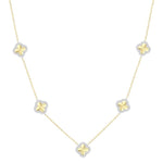 Load image into Gallery viewer, 1/2 Ctw Fluted Clover Round Cut Diamond Station Necklace in 14K Yellow and White Gold