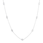 Load image into Gallery viewer, 2 Ctw Bezel Set Oval Cut Diamond Station Necklace in 14K White Gold