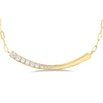 Load image into Gallery viewer, 1/10 Ctw Smile Face Bar Round Cut Diamond Paperclip Necklace in 14K Yellow Gold