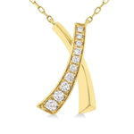 Load image into Gallery viewer, 1/4 Ctw 'X' Shape Round Cut Diamond Necklace in 14K Yellow Gold
