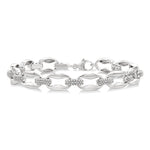 Load image into Gallery viewer, 1/10 Ctw Oval Shape D-Link Round Cut Diamond Bracelet in Sterling Silver
