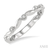 1/20 ctw Curvy Leaf and Circular Mount Round Cut Diamond Stackable Fashion Band in 14K White Gold