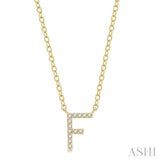 1/20 ctw Initial 'F' Round Cut Diamond Pendant With Chain in 14K Yellow Gold