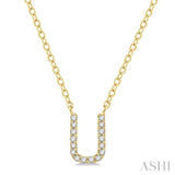 1/20 ctw Initial 'U' Round Cut Diamond Pendant With Chain in 14K Yellow Gold