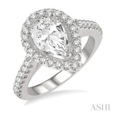 1/3 Ctw Pear Shape Semi-Mount Diamond Engagement Ring in 14K White Gold