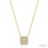 1/8 ctw Cushion Shape Round Cut Diamond Petite Fashion Pendant With Chain in 14K Yellow Gold
