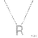 1/20 ctw Initial 'R' Round Cut Diamond Pendant With Chain in 14K White Gold
