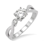 Load image into Gallery viewer, 3/8 Ctw Diamond Engagement Ring with 1/3 Ct Round Cut Center Stone in 14K White Gold