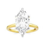 Load image into Gallery viewer, 1/10 Ctw Marquise Shape Round Cut Diamond Semi-Mount Engagement Ring in 14K Yellow and White Gold