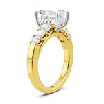 Load image into Gallery viewer, 1 Ctw Emerald Shape Emerald and Round Cut Diamond Semi-Mount Engagement Ring in 14K Yellow and White Gold