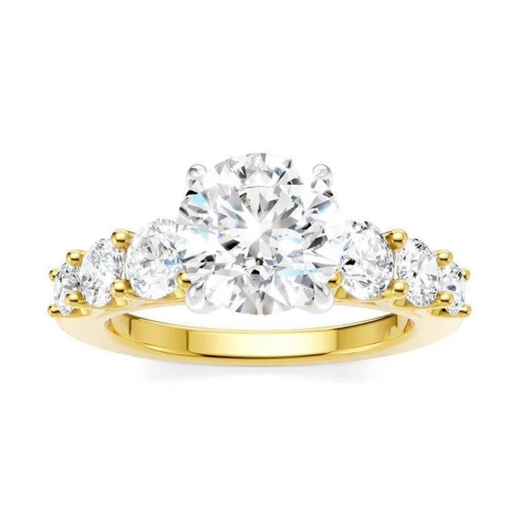 1 1/10 Ctw Round Shape Round Cut Diamond Semi-Mount Engagement Ring in 14K Yellow and White Gold