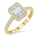 Load image into Gallery viewer, 5/8 Ctw Emerald Shape Baguette and Round Cut Diamond Ring in 14K Yellow and White Gold