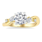 Load image into Gallery viewer, 1/4 Ctw Bypass Circular Shape Pear and Round Cut Diamond Semi-Mount Engagement Ring in 14K Yellow and White Gold