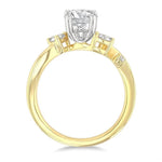Load image into Gallery viewer, 1/4 Ctw Bypass Circular Shape Pear and Round Cut Diamond Semi-Mount Engagement Ring in 14K Yellow and White Gold