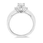 Load image into Gallery viewer, 3/8 Ctw Octagonal and Baguette Diamond Ladies Engagement Ring with 1/3 Ct Emerald cut Center Stone in 14K White Gold
