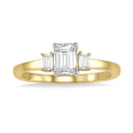 Load image into Gallery viewer, 1/10 Ctw Baguette Diamond Semi-Mount Engagement Ring in 14K Yellow and White Gold