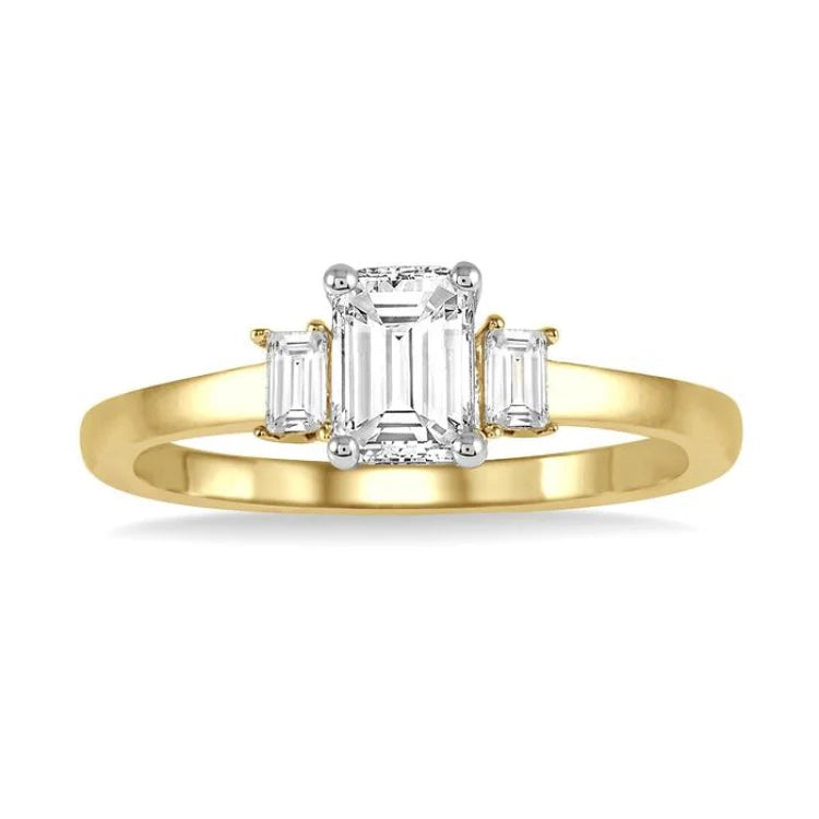 1/10 Ctw Baguette Diamond Semi-Mount Engagement Ring in 14K Yellow and White Gold