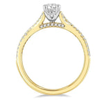 Load image into Gallery viewer, 1/4 Ctw Split Criss Cross Oval Shape Round Cut Diamond Semi-Mount Engagement Ring in 14K Yellow and White Gold
