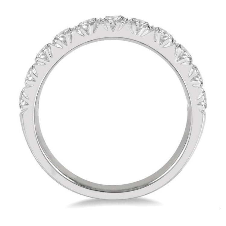 1 Ctw 11 Stone Round Cut Diamond Wedding Band in 14K White Gold