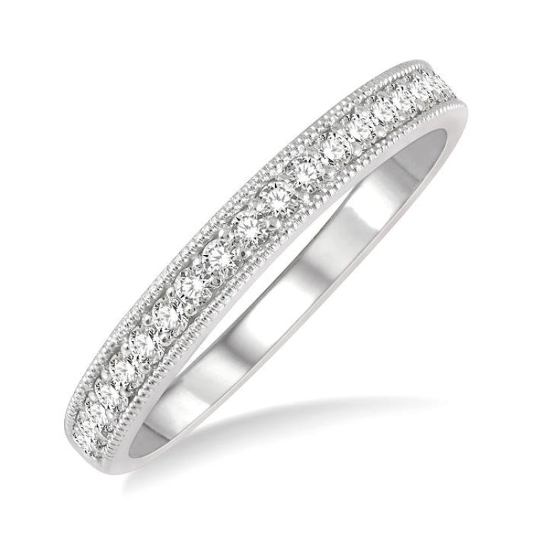 1/4 Ctw Round Cut Diamond Wedding Band in 14K White Gold