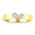 Load image into Gallery viewer, 1/3 Ctw Toi Et Moi 2-Stone Pear and Oval Cut Diamond Fashion Ring in 14K Yellow Gold