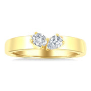 1/3 Ctw Toi Et Moi 2-Stone Pear and Oval Cut Diamond Fashion Ring in 14K Yellow Gold