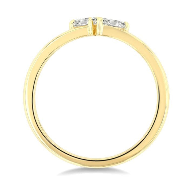 1/3 Ctw Toi Et Moi 2-Stone Pear and Oval Cut Diamond Fashion Ring in 14K Yellow Gold