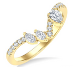 Load image into Gallery viewer, 3/8 Ctw Mixed Cut Diamond Chevron Fashion Ring in 14K Yellow Gold